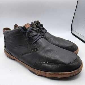 Olukai Kamuela Boots Men Size 10 Shoes Black Leather Ankle Mid Chukka Lace Up